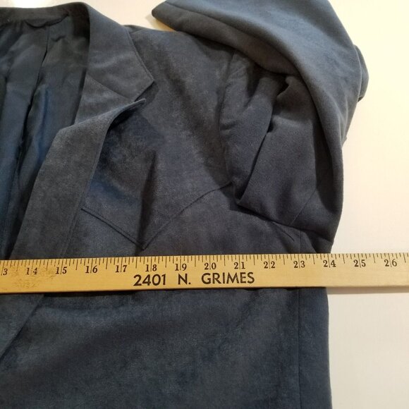 Circle S Dallas Texas Mens Blazer Sport Coat 48R Blue Micro Suede Two Button USA - Picture 9 of 15